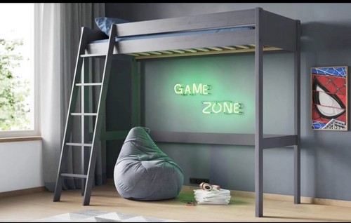 Grey high sleeper bed - high,